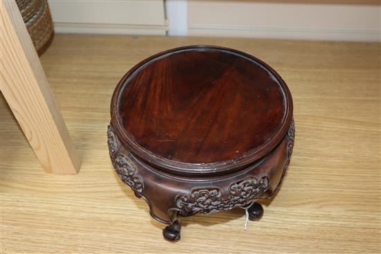 A Chinese carved hardwood vase stand height 15.5cm